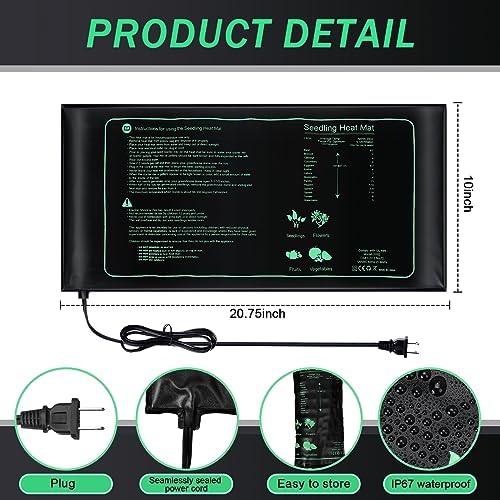 ROCEEI 6 Pack Durable Seedling Heat Mat 10" x 20.75" Waterproof Pad - Image 2