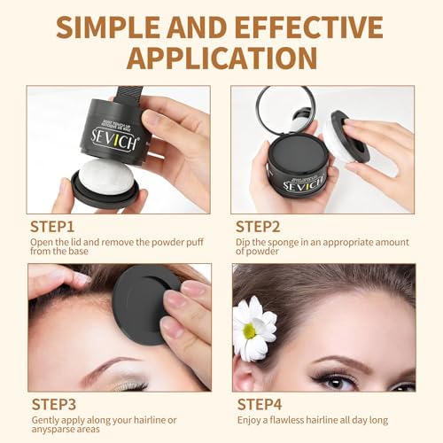 Sevich Hairline Powder, Gray Root Touch Up, Sweatproof, Medium Brown - Image 3