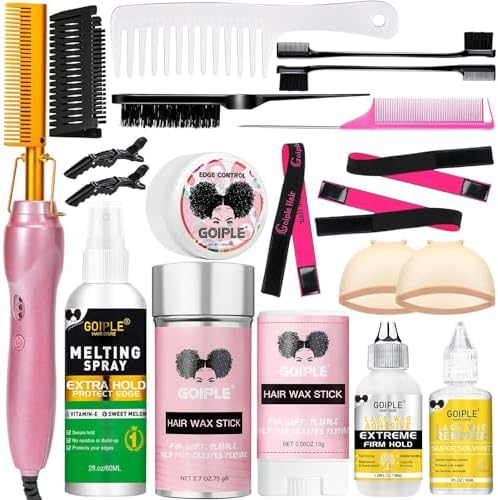 Electric Hot Comb Hair Straightener Heat Pressing Combs Ceramic Curling Flat Iron Curler, Hot Comb Electric for Wigs Electrical Straightening Comb Curling Iron for Natural Hair with Anti-Scald Case by Goiple