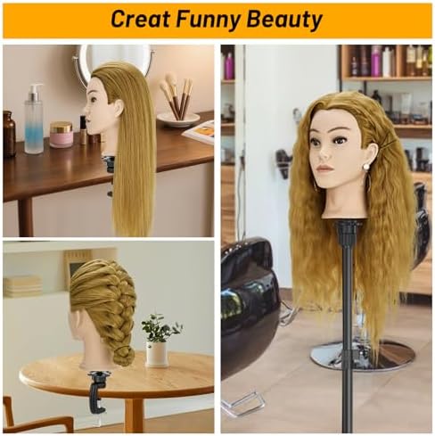 24" Mannequin Head with Hair for Hairdressing Training and Hair Styling - Image 5