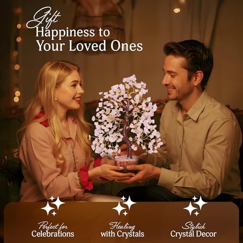 YATSKIA Rose Quartz Crystal Tree, Birthday Gifts for Women, Mom & Friends, Handmade Gem Tree of Life, Home, Bedroom & Office Desk Decor, Thank You Gifts - Image 5