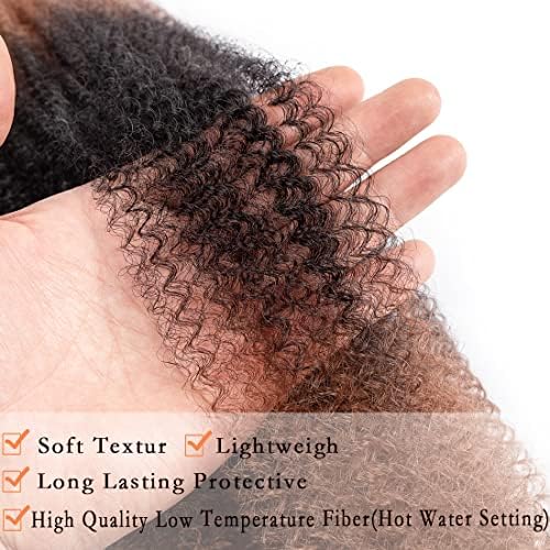 3 Packs Pre-Separated Springy Afro Twist Hair Suitable for Damaged Soft Locs Synthetic Marley Twist Braiding Hair (1B/30/27, 18 Inch (Pack of 3)) - Image 3