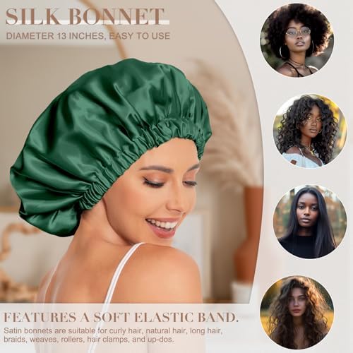 Edoneery Satin Bonnet for Sleeping Women, Double Layer Curly Hair Cap - Image 3
