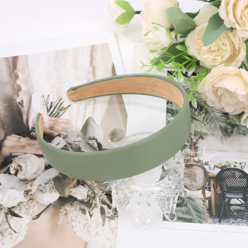 Sage Green Headband 1 Inch Faux PU Leather Hairband for Women Girls - Image 6