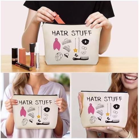 Mom Gifts Hair Stuff Makeup Bag: Hair Accessories Themed Cosmetic & Toiletry Organizer Pouch For Teen Girls & Women Hairstylist Sisters, Friends.Ideal Mom Gift For Travel, Birthdays. - Image 3