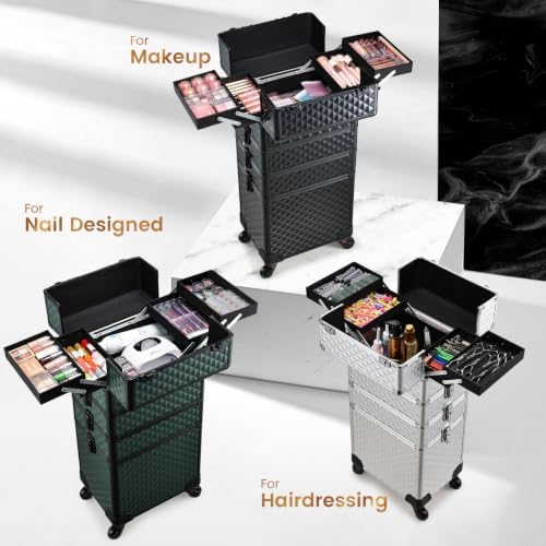 Stagaint Rolling Makeup Case 4 IN 1 Cosmetology Case on Wheels Salon Case - Image 6