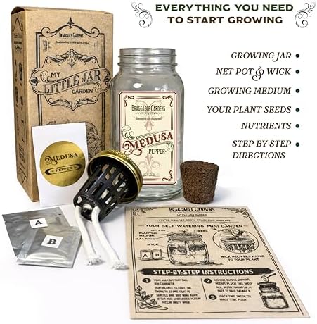 Medusa Pepper Indoor Garden Kit – Mason Jar Hydroponic Pepper Grow Kit – Windowsill Countertop Pepper Plant – Grow Ornamental Chili Peppers Indoors - Image 2