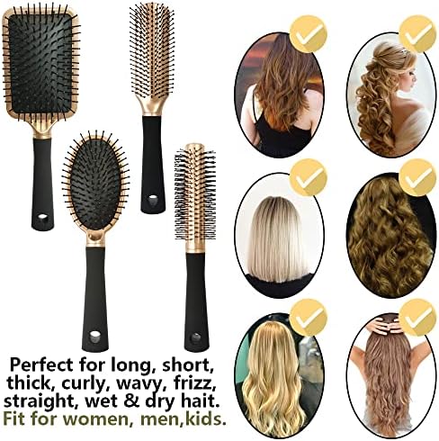 4 Pcs Hair Brush Set,Professional Styling Hair Brush for Men Women,Flexible Soft Pin Bristles for Long Thick Curly Wavy Dry Damaged Hair - Image 7