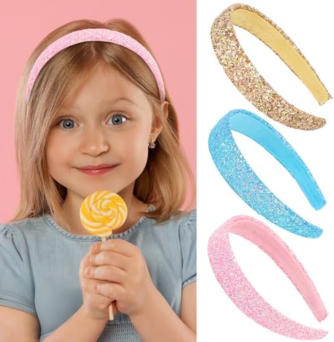 Headbands for Girls, 3 Pack Sparkly Glitter Toddler Girls Headbands - Image 3