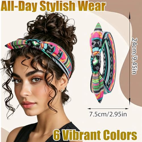 6 Pcs Short Bow Headbands for Women Boho Twist Knotted Hair Bands - Image 4