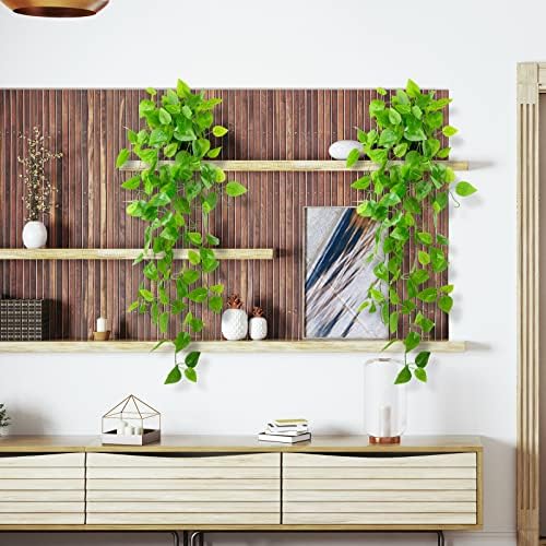 LOYWREE 2 Pack Small Artificial Hanging Plants with Faux Ivy Vine and Hanging Pothos 39Inch Fake Plant Realistic Greenery for Shelf Decor in Home, Office, Indoor & Outdoor Gardens - Image 6
