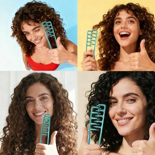 Texture Comb for Volumizing & Styling, Wide Tooth Comb for Curly Hair Men & Women, Anti-Frizz Root Lifting Styling Tool (Blue) - Image 7