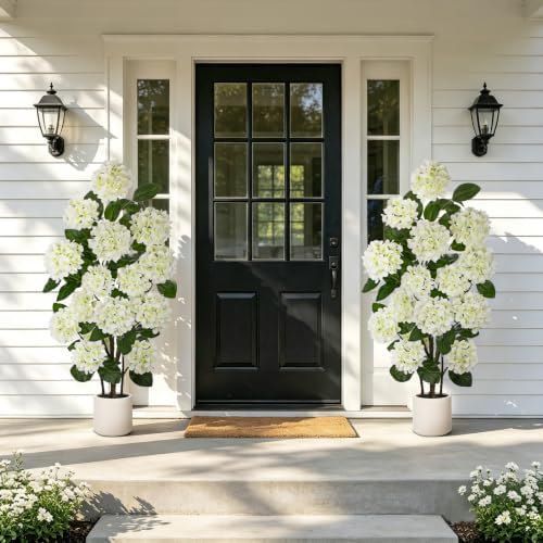2 Pack 4FT White Hydrangea Artificial Flowers Tree Potted Hydrangea Flowers - Image 5