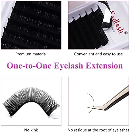 Lash Extension 0.15 Classic Eyelash Extensions J/B/C/CC/D/DD/LC/LD Curl Lash Extensions Individual Lash Extensions Mixed Length 11-19mm Professional Salon Use (0.15-C, 11-19mm) - Image 2