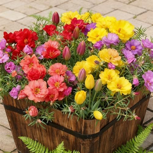 Mixed Color Portulaca Grandiflora Seeds, 20000 Double Moss Rose Seeds for Planting, Heirloom Ground Cover - Purslane Flower Seed for Outside, Beds, Yards, Flower Garden - Image 5