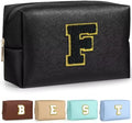 TOPEAST Preppy Makeup Bag, Small Cosmetic Travel Bags for Women, PU Leather Waterproof Toiletry Bag with Zipper, Personalized Birthday Gift for Women Girl, Preppy Gifts for Girl (Black F) by TOPEAST