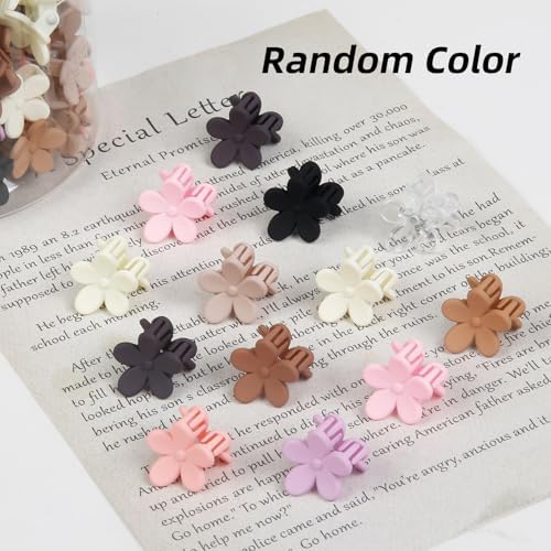 100Pcs Colorful Mini Flower Hair Clips Set, TEBIEKOY Small Hair Clips Mini Mouse Ear Hair Claw Clip Cute Jaw Clips Hair Pins Hair Barrettes Tiny Flower Hair Accessories for Women (Neutral) - Image 7