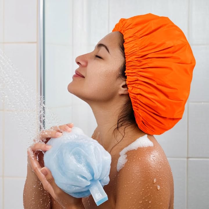 Edoneery Shower Caps for Women Reusable Waterproof, Shower Hair Cap - Image 4
