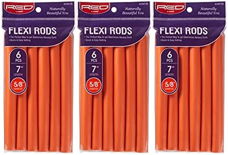 Red by Kiss Flexi Rods 7", 5/8" Diameter - Heatless Hair Curler for 90S Glamorous Bouncy Curls Beach Waves, No Slips, Sleep Styler (6 PCS x 3 Packs) by REDbyKISS