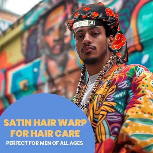 Men’s Non Slip Satin Bonnet – Silk Sleep Cap for Curly Hair, Locs, Braids & Waves with Adjustable Tie Band - Image 6