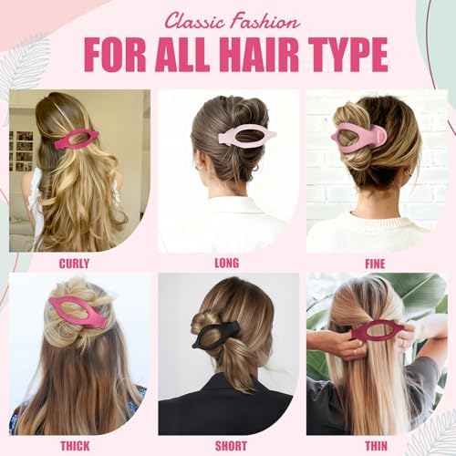 Flat Hair Clips for Women - 6 PCS French Flat Claw Clips Medium Hair Clips for Girls Large Hair Claw Clips for Thick or Thin Hair Strong Hold No Slip Hair Accessories for women (Pink) - Image 5