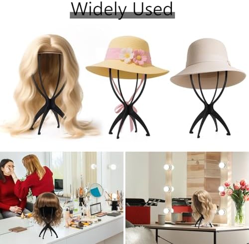 Tecbeauty 9 Pcs Wig Stand, Portable Wig Holder Wig Head Stand for Women Multiple Wigs (Black) - Image 7