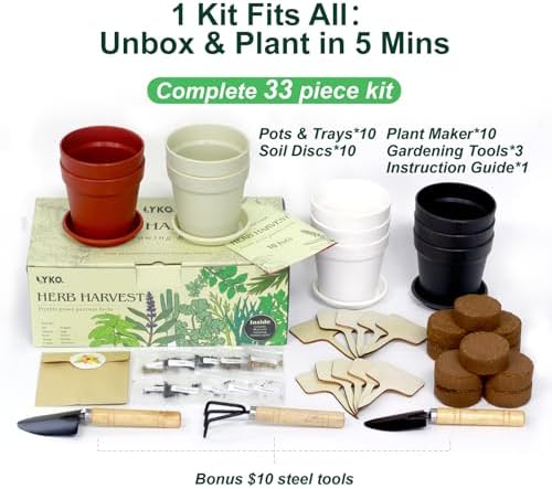 10 Indoor Herb Garden Kit, 33-Piece Complete Kitchen Herb Starter Set - Image 3