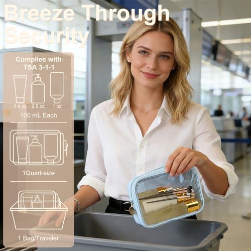 YOPCDJ 4PCS Clear Makeup Bag Set, Waterproof TPU Purse Organizer Pouches, TSA Approved Toiletry Bag, Diaper Bag Organizer Pouch, Travel Organizer Bags for Women and Kids - Image 5