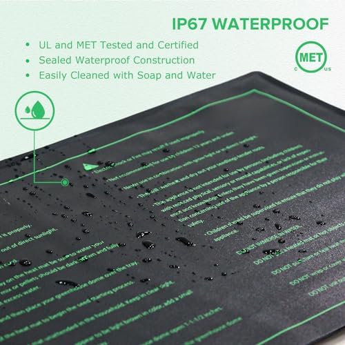 EAGLE PEAK Seedling Heat Mat 10”x20”, UL & MET-Certified Heating Pad for Seed Starting, Waterproof Heating Mat for Seed Germination, Warm Hydroponic Gardening Heating Pad, Contains (1) Warming Mat - Image 4