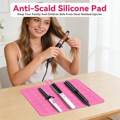 Large Silicone Heat Resistant Mat for Hair Tools with Heart Design, 15"x12" - Image 2