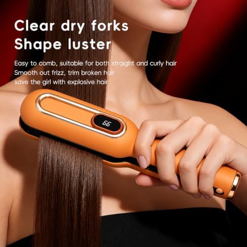 Cordless Split Ends Hair Trimmer Rechargeable with LED Light - 2H Fast Charge Hair Ends Repair Tool, Frizz Control & Damage Prevention for Silky Smooth Results, Salon Quality at Home Easy (Orange) - Image 4