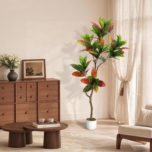 Garvee Fiddle Leaf Fig Tree Artificial, 4.9 ft Tall Lifelike Faux Tree with Black Pot, Large Fake Potted Decorative Plant for Indoor Home Office Decor, Housewarming Gift - Image 4