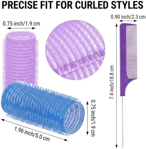 37PCS Self Grip Small Hair Rollers for Women Heatless Velcro Rollers for Hair Volume Set with Tail Comb for Medium Short Hair and Bangs DIY Curly Hairstyle(Colorful) - Image 2