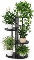 Tiered Plant Stand Indoor, Tall 4 Tier 5 Potted Wooden Plant Shelf for Multiple Flower Plants, Multi Corner Metal Plant Holder Indoor for Patio Garden Patent Design Living Room Balcony Bedroom, Black by Unknown