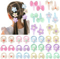 DRESHOW BQUBO 36 Pcs Toddler Hair Ties Hair Clips for Girls Cute Hair Accessories Baby Hair Bows Flower Hair Ties Colorful Bow Hair Clip Snap Hairpins Flower Clips for Baby Toddler Girls Kids by DRESHOW