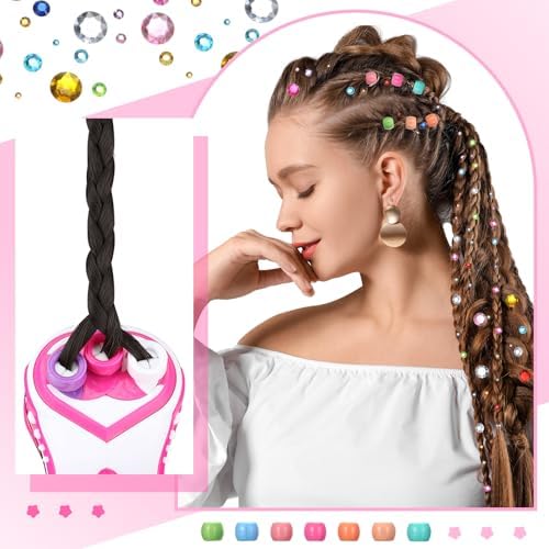 Lasnten Automatic Hair Braider Machine Electric Hair Braiding Tools DIY Styling Kit with Self Adhesive Gems and Jewelry Beads Salon Styling Tool Accessories for Women Makeup Vanity Set - Image 2