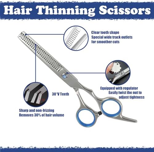 Hair Cutting Scissors Kit,27PCS Professional Stainless-Steel Sharp Barber Professional Hairdressing Shears Set with 6.5 Inch Cutting Scissors,Thinning Shears for Man Woman Adults Kids Home Salon - Image 3