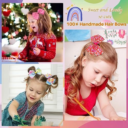 5 Inch Hair Bows for Girls, Colorful Little Girls Hair Bow 18 Pcs - Image 6