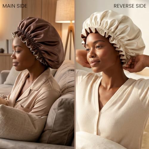 Silk Satin Hair Bonnet for Sleeping Reversible - Image 2