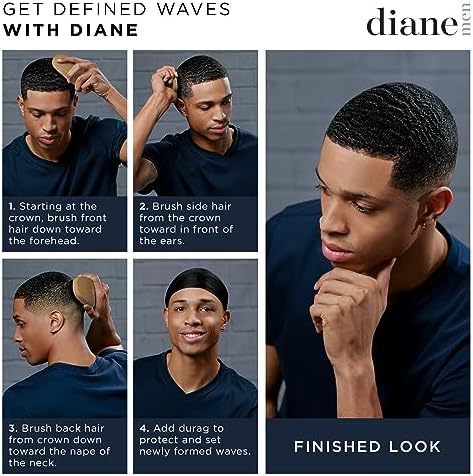 Diane Reinforced Boar Bristle Military Wave Brush for Men and Barbers – Hard Bristles for Thick to Coarse Hair – Use for Detangling, Smoothing, Wave Styles, Restore Shine and Texture - Image 4