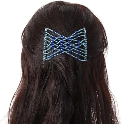 5 Pieces Stretchy Beaded Hair Accessories - Adjustable Elastic Clips, No Crease Pins for Curly Thick Wavy Hair Ponytails, Vintage Bun Makers for Women and Girls - Image 3