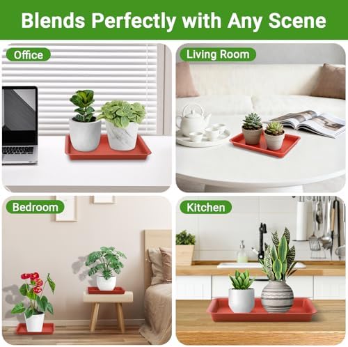 11 Inch Red Plant Saucer, 3 Packs Plastic Plant Trays for Pots, Plant Water Catcher Tray for Indoors Outdoor, Flower Planter - Image 6