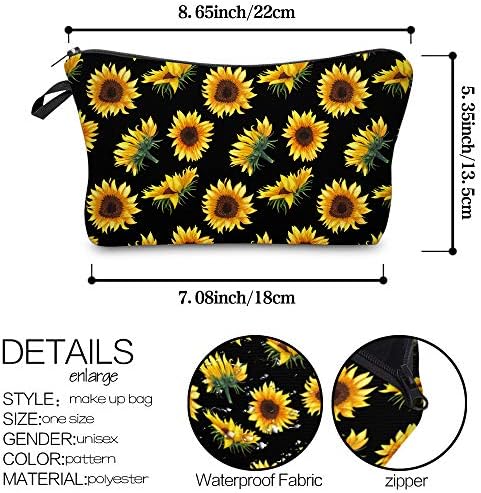 Deanfun Cosmetic Bag for Women, Sunflower Flowers Waterproof Makeup Bags Roomy Toiletry Pouch Travel Accessories Gifts 52355 - Image 6