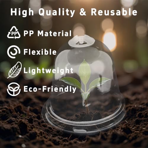 pson 10Pcs 3.5 Inch Clear Plant Humidity Dome Cover, Reusable Plastic Frost Protection Mini Greenhouse for Indoor and Outdoor Plant Growth - Image 4