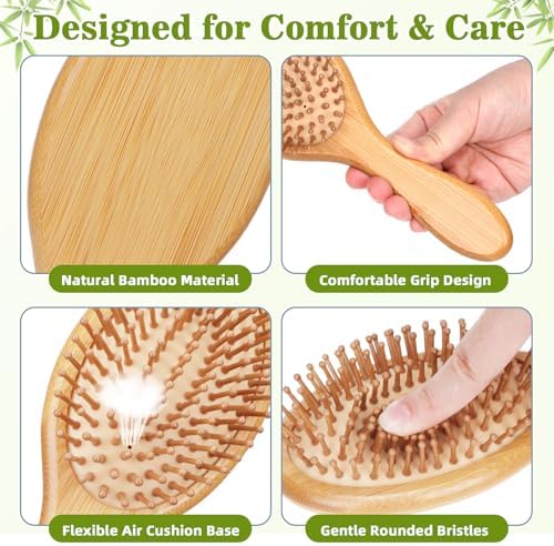 8PCS DIY Bamboo Hair Brush Painting Kit Bulk with 12 Pens for Decor, Oval - Image 3