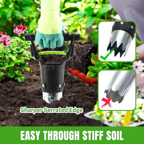 5 Inch Depth Bulb Planter Tool with Automatic Soil Release for Garden - Image 4