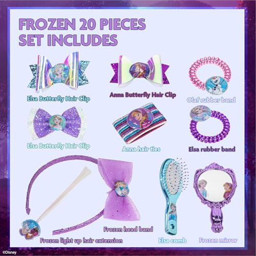 Disney Frozen Hair Accessories Set with Bows, Brush & Mirror, Ages 3+ - Image 2