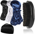 3pcs Silky Durag with Wave Brush for Men 360, Medium/Hard Hair Brush Kits,F by Heniho