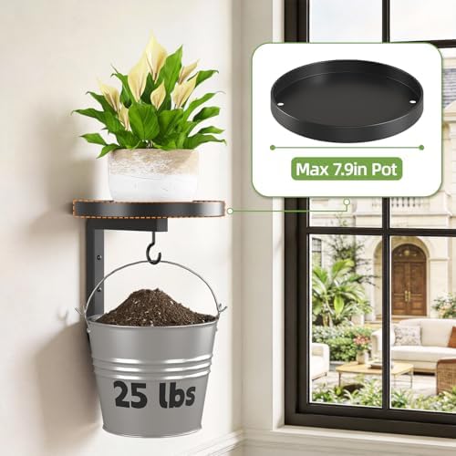 Plant Wall Hanger Set of 2 for Outdoor with Drain Hole, Black - Image 5
