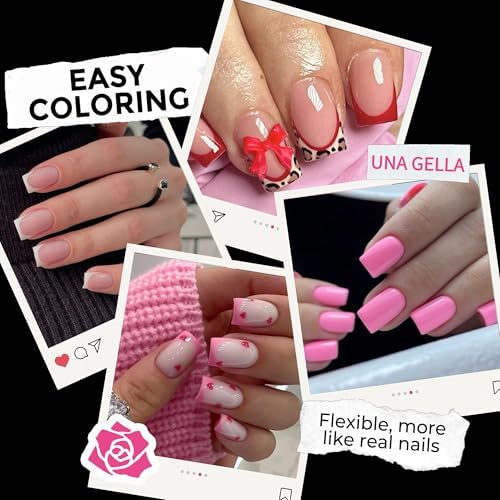 UNA GELLA Extra Short Sharp Square Nail Tips 216Pcs, 12 Sizes Pre-buffed Soft Gel Nail Tips Sharp Square Half Matte Full Cover Clear Fake Nails Extensions for DIY & Salon Manicure Clear Press on Nails - Image 3